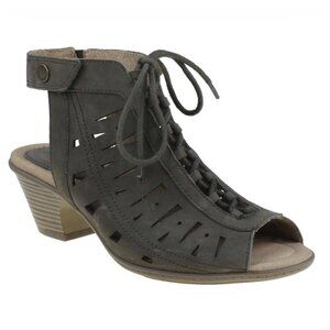 Earth Kristen Miss Olive 8B Peep Toe Open Heel Wedge Bootie Sandal Gladiator